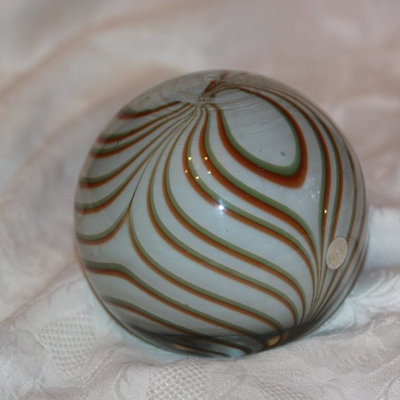 BOHEMIAN Bohemia Glass Paperweight 5" Studio Vintage Swirl LARGE OriginalStick